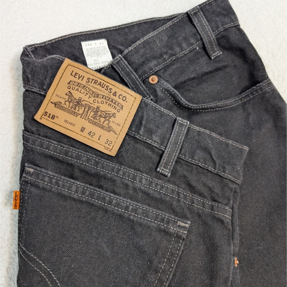 NEW Vintage Levis 518 Jeans 42x32‎ Black Boot Cut Denim Orange Tab USA Made 90s